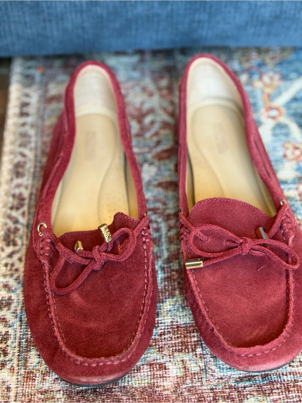 Michael Michael Kors Women’s Suede Bow Moccasins - Burgundy